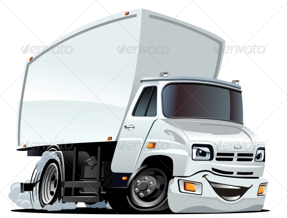 Vector Cartoon Cargo Truck - Miscellaneous Characters