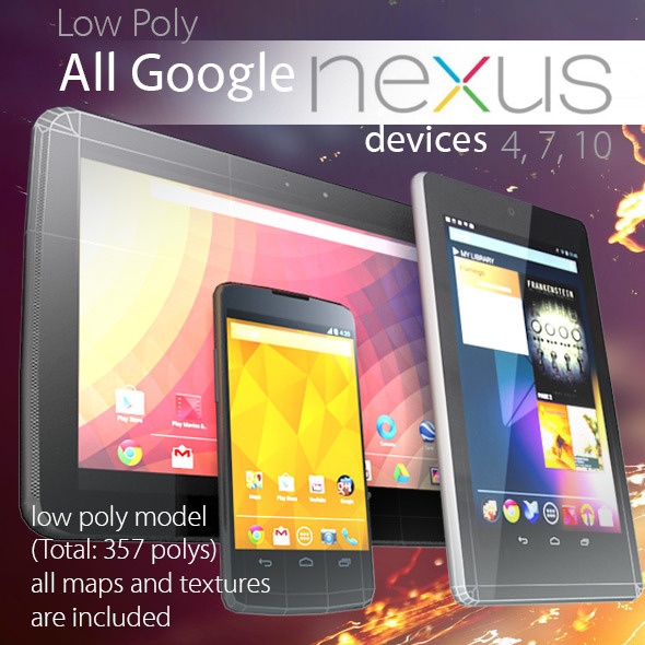 All Google Nexus Devices Pack Low Poly - 3DOcean Item for Sale