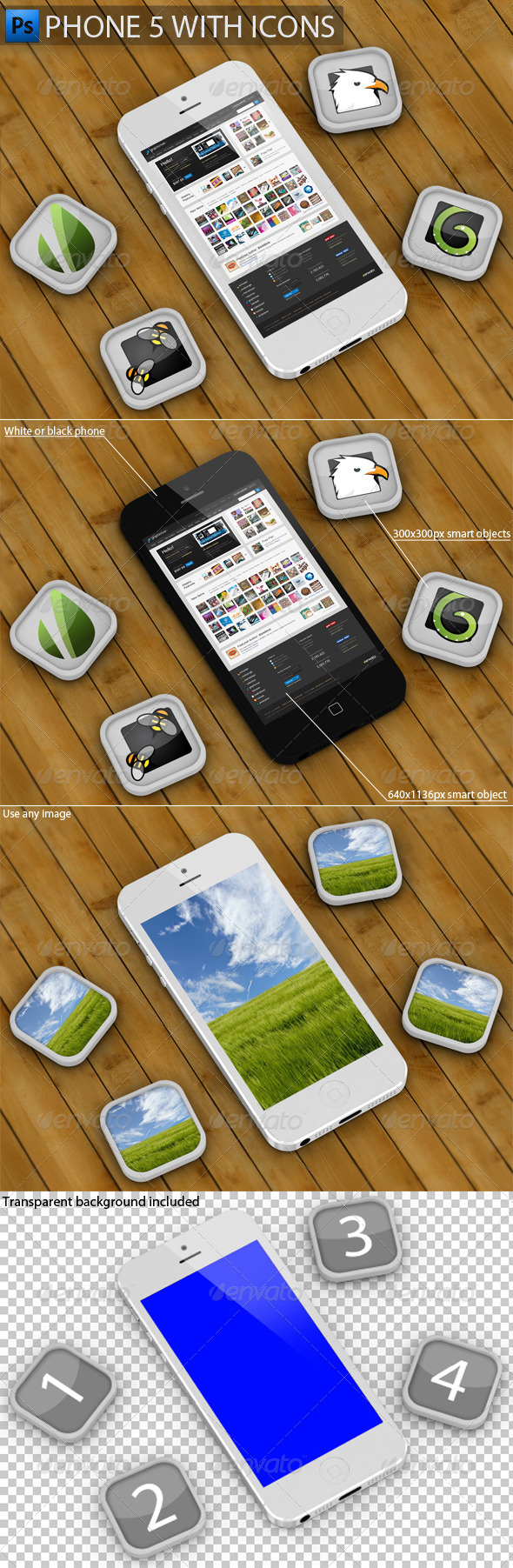 Download Phone 5 with Icons Mockup | GraphicRiver
