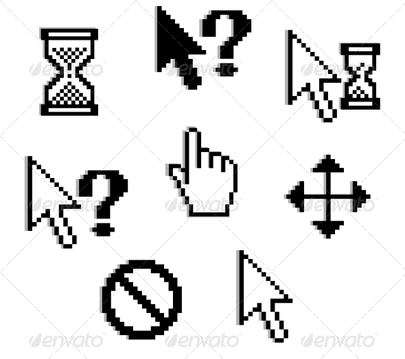 Set of pixelated graphics Set of pixelated graphics