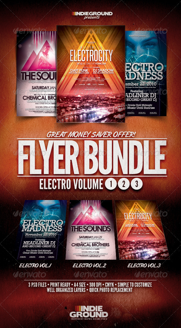 Electro Flyer Poster Bundle Vol 1-3 Electro Flyer Poster Bundle Vol 1-3