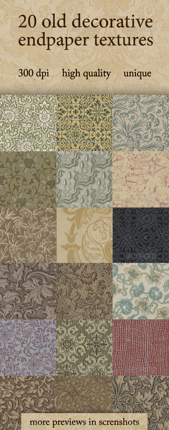 20 Old Decorative Endpaper Textures 20 Old Decorative Endpaper Textures