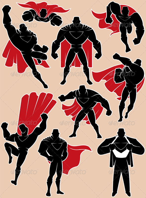 Superhero in Action - Characters Vectors