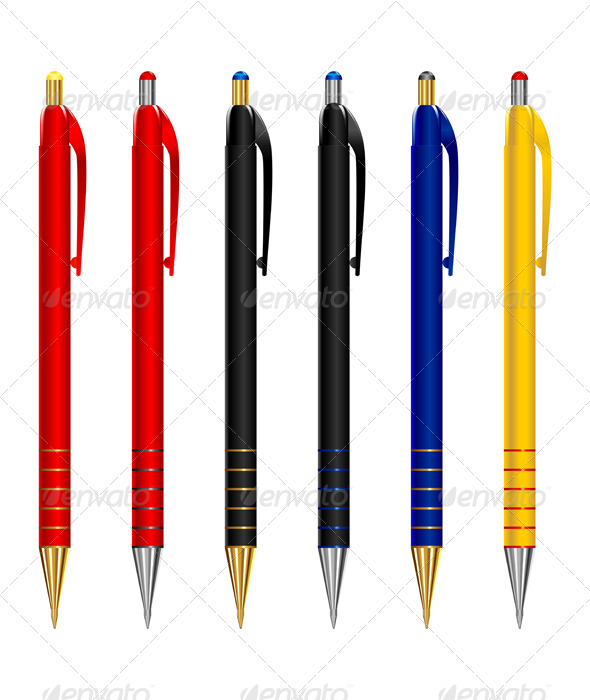 Vector set of pens of different colors Vector set of pens of different colors