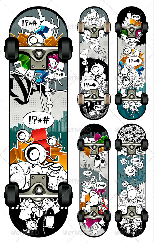 Vector set of graffiti skateboards styles - Vectors
