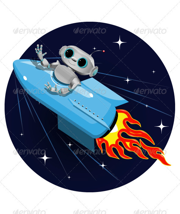 Robot on the Space Rocket