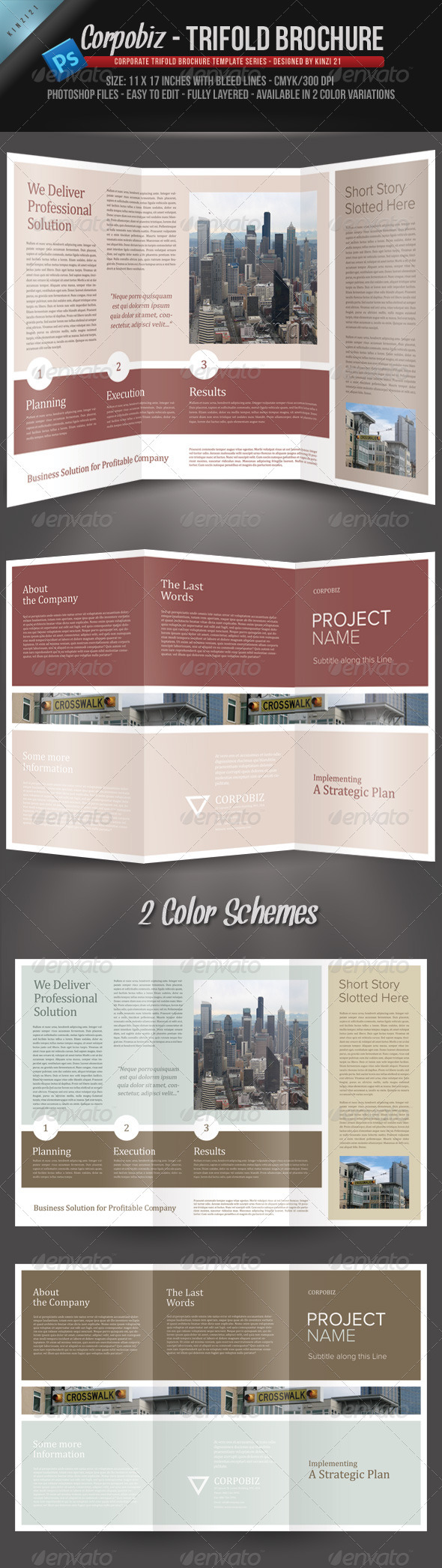 Corpobiz Trifold Brochure PSD Template Corpobiz Trifold Brochure PSD Template