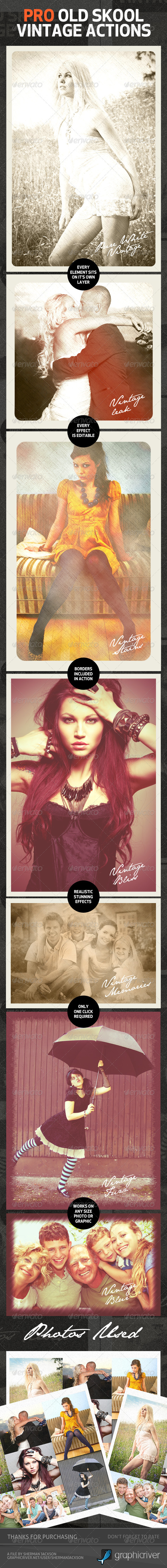 Pro Old Skool Vintage Photoshop Actions (ATN)#1 - Photo Effects Actions