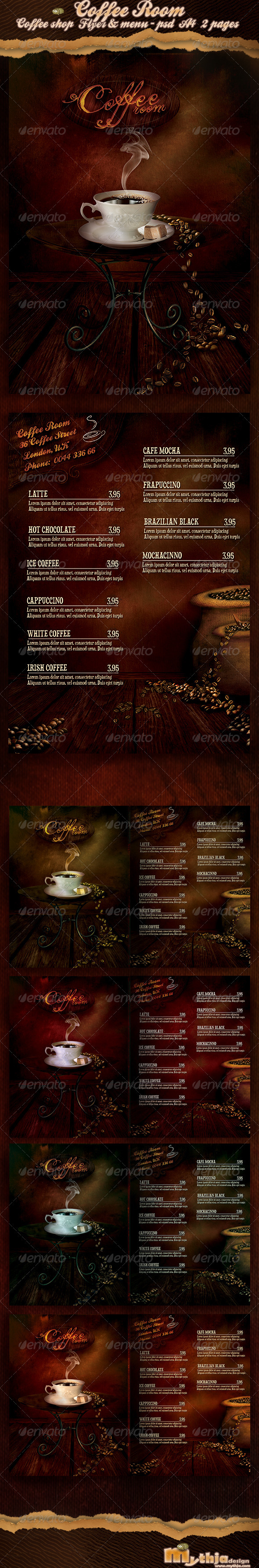 Coffee Room Coffee Shop Flyer & Menu Coffee Room Coffee Shop Flyer & Menu