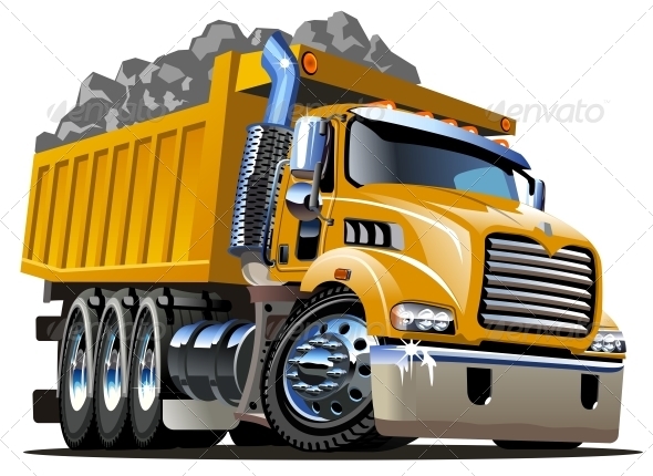 Vector Cartoon Dump Truck