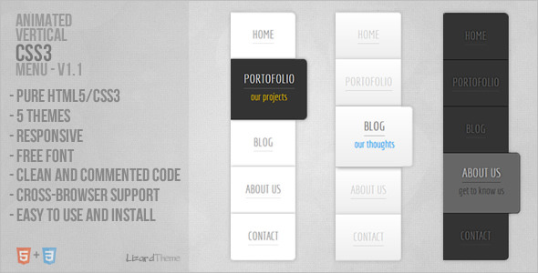 Animated Vertical CSS3 Menu - CodeCanyon Item for Sale