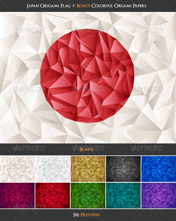 Japan Flag Origami + Colorful Papers Bonus!