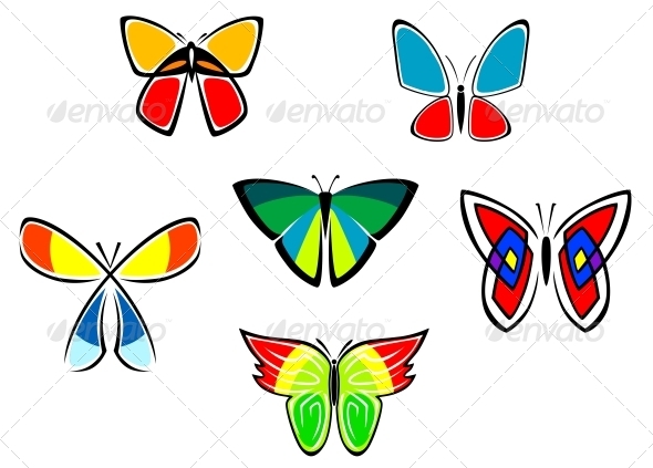 Colorful Butterfly Icons and Tattoos Colorful Butterfly Icons and Tattoos