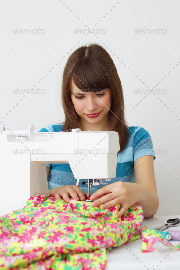 Girl and a sewing machine