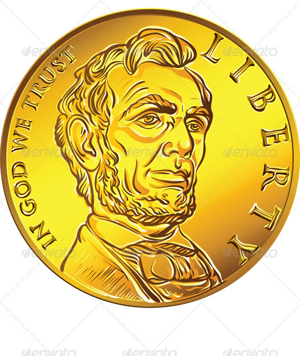 Vector American Money Gold Coin one Dollar Vector American Money Gold Coin one Dollar