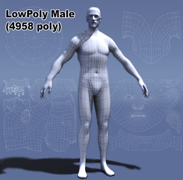 Low Poly Male Human - 3DOcean Item for Sale