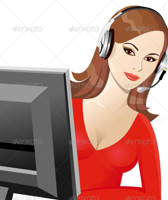 Vector brunette girl telephone ope Vector brunette girl telephone ope
