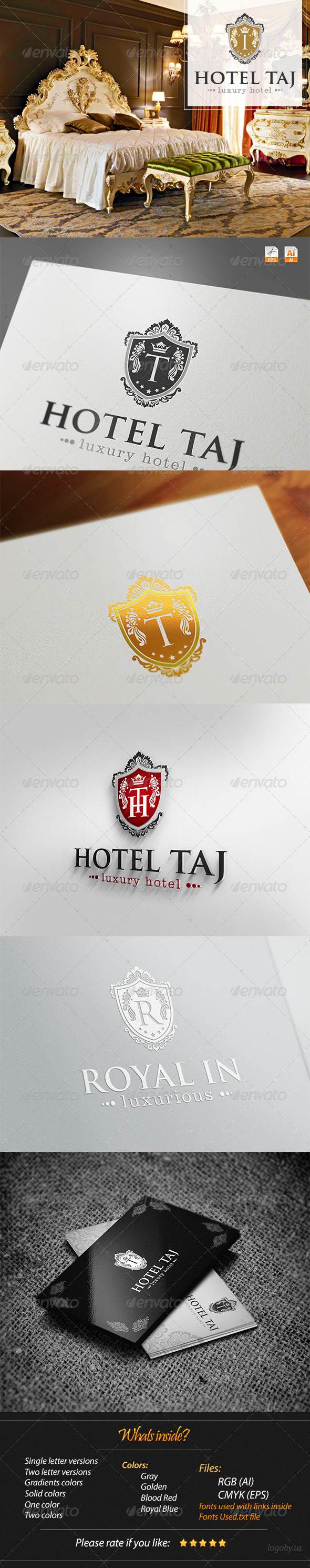 Hotel Taj- Luxury Crest Logo - Crests Logo Templates