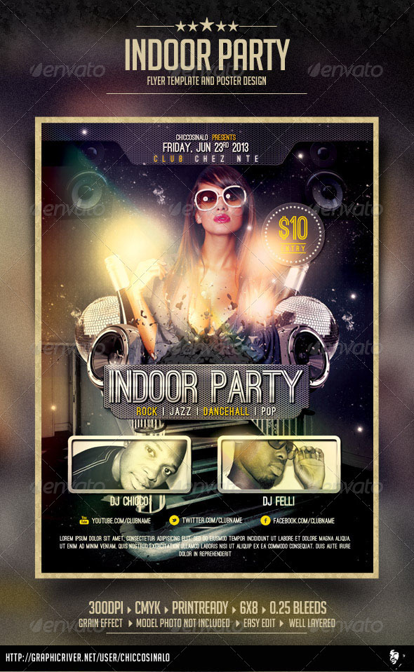 Indoor Party Flyer Template - Clubs & Parties Events