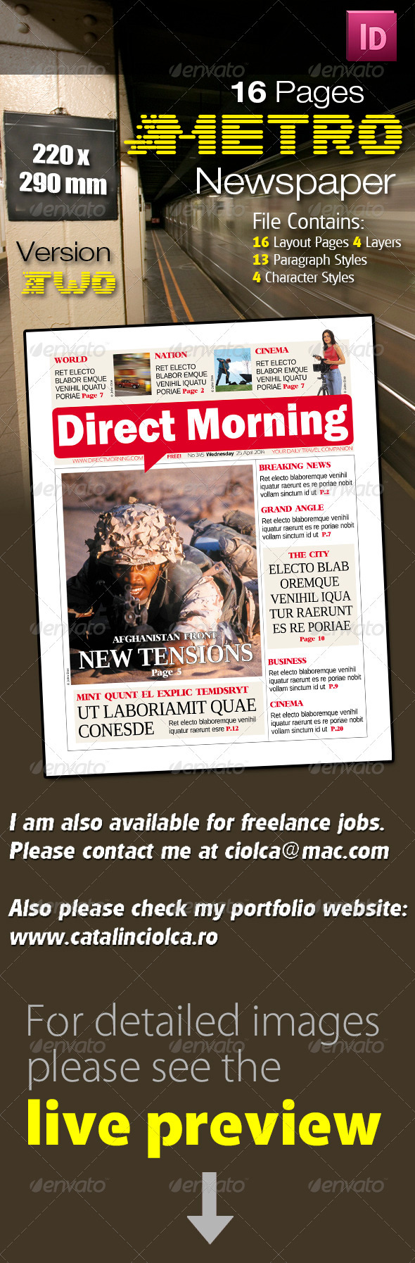 16 Pages Metro Newspaper Version Two - Newsletters Print Templates