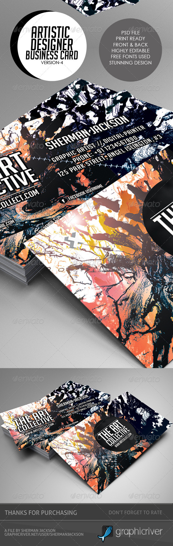 Artistic Business Card#4 PSD Template - Creative Business Cards