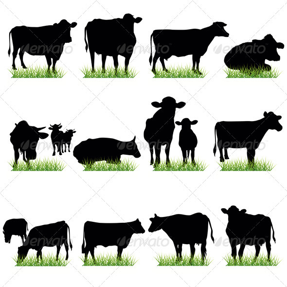 Cows Silhouettes Set Cows Silhouettes Set