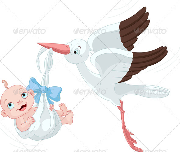 Stork And Baby Boy Stork And Baby Boy