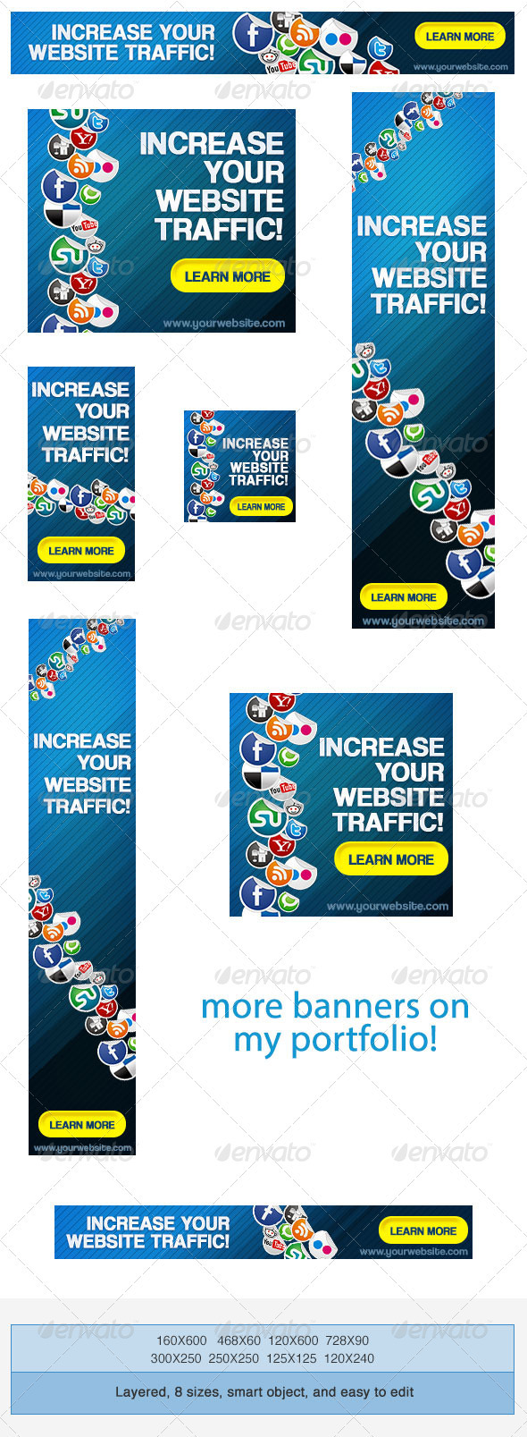 Social Media Network Banner Ad Template - Banners &amp; Ads Web Elements