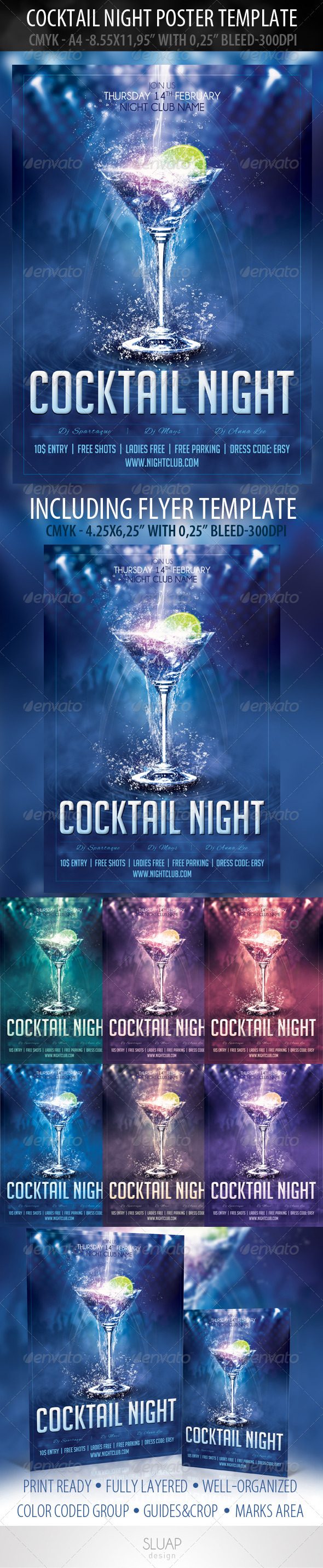 Cocktail Night Poster Template & Cocktail Night Flyer Cocktail Night Poster Template & Cocktail Night Flyer