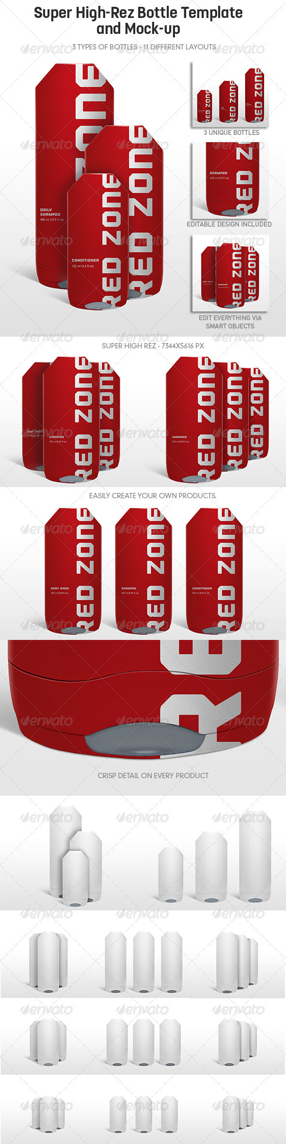 Multi-Purpose Highrez Bottle Mockup u0026 Template