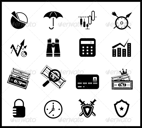 Finance protection icon set - Web Elements Vectors