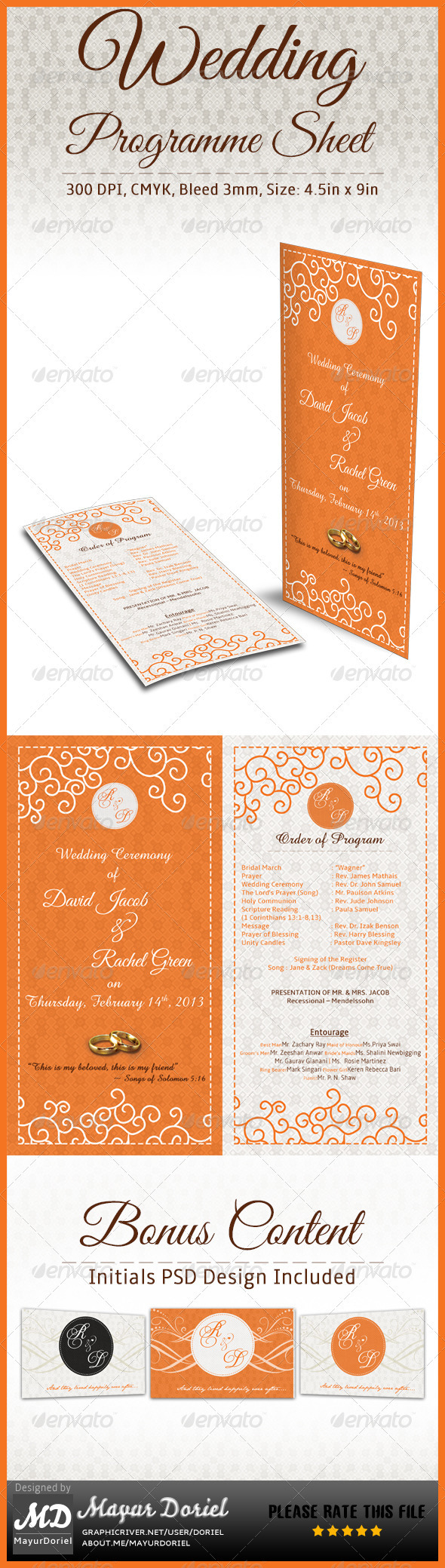 Wedding Programme Sheet - Schedule