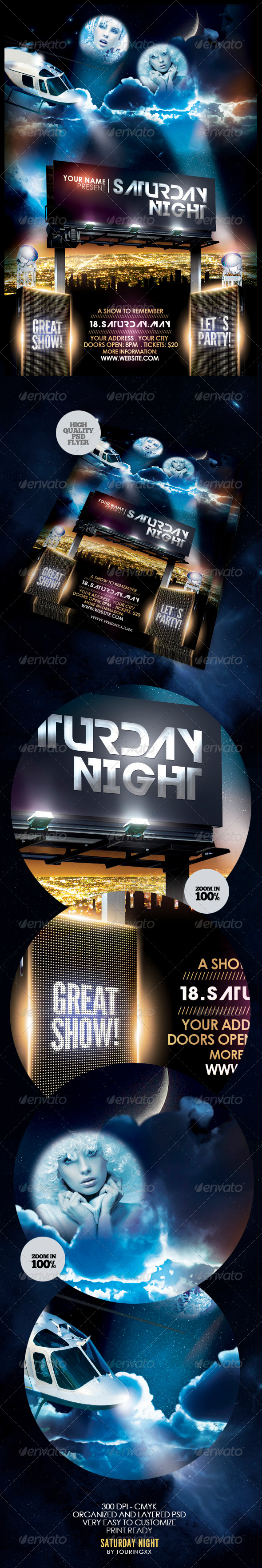 Saturday Night Flyer Template - Clubs & Parties Events