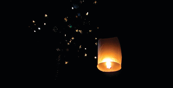Paper Lantern With Fireworks Paper Lantern With Fireworks