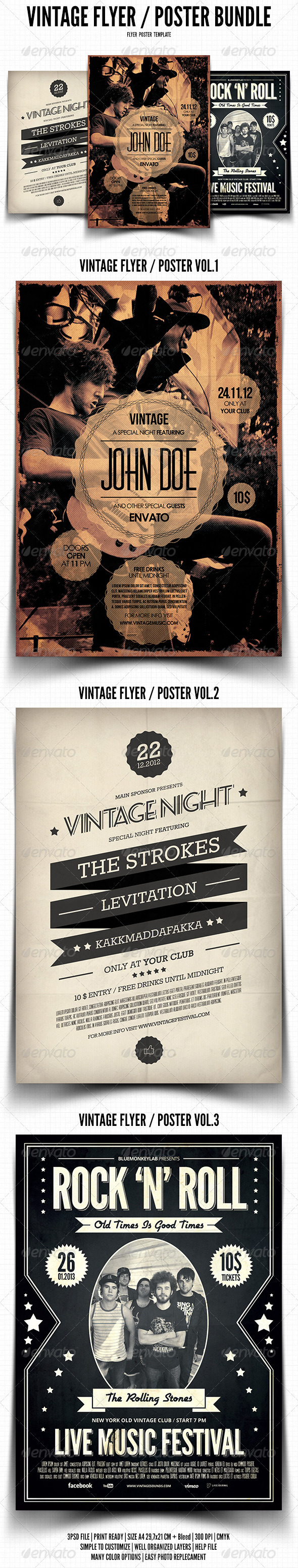 Vintage Flyer Poster Bundle Vintage Flyer Poster Bundle