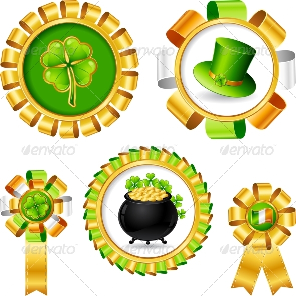 Award ribbons with Saint Patrick s day objects Award ribbons with Saint Patrick s day objects