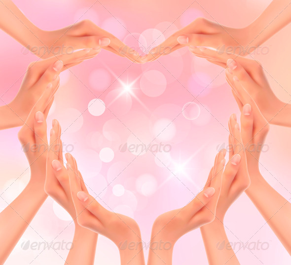 Hands making a heart Valentines day background