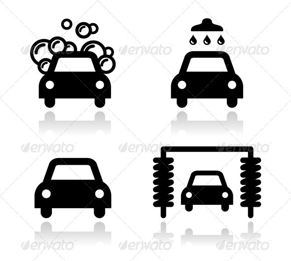 Car Wash Icons Set - Vector