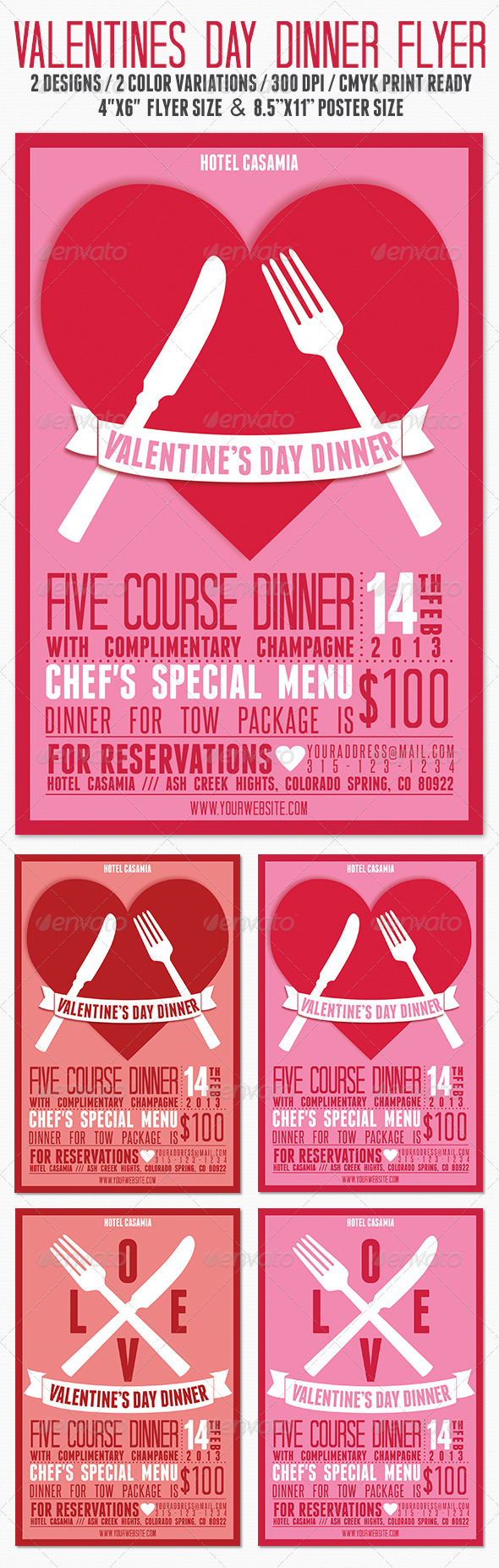 Valentines Day Dinner / Party Flyer - Clubs & Parties Events