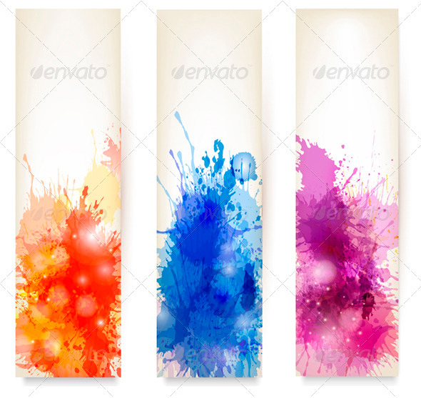 Collection of Colorful Abstract Watercolor Banners Collection of Colorful Abstract Watercolor Banners