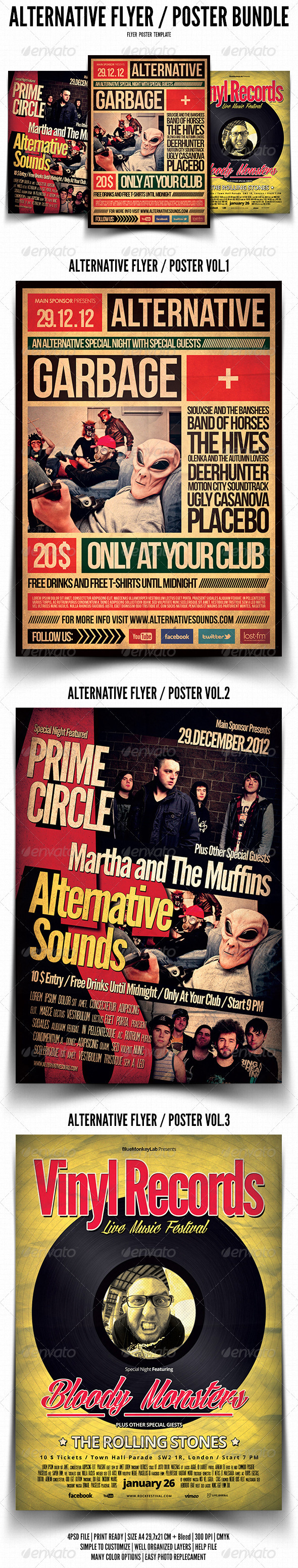 Alternative Flyer / Poster Bundle - Events Flyers