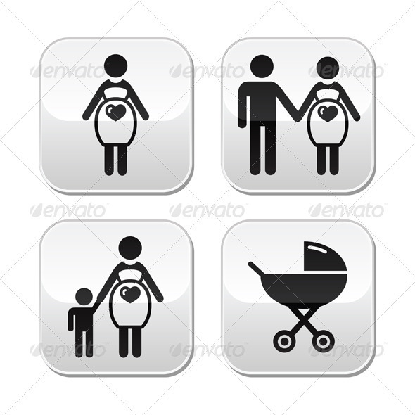 Pregnant Woman Buttons Set Pregnant Woman Buttons Set