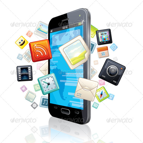 Multimedia Smart Phone. Illustration - Stock Photo - Images
