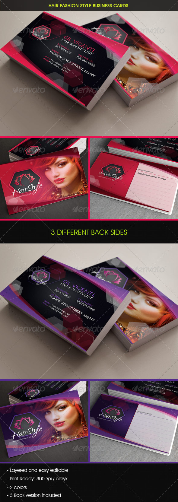 Hair Salon Fashion Style Business Cards - Corporate Business Cards