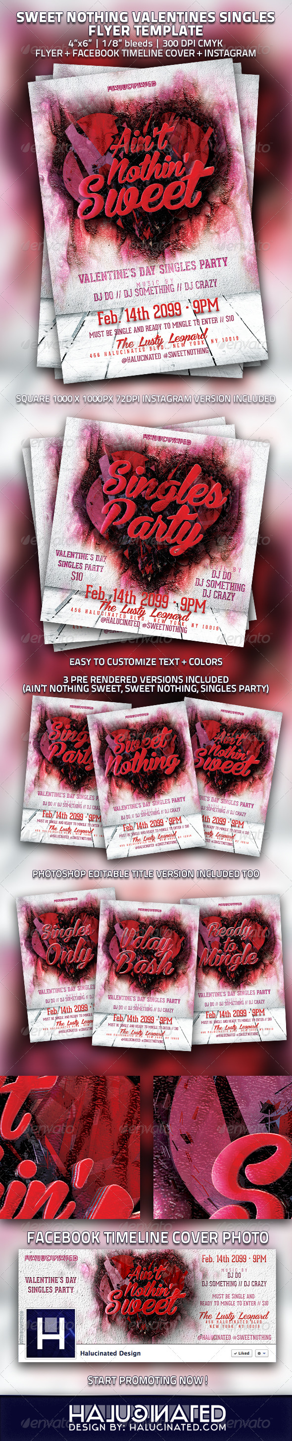 Sweet Nothing Valentines Singles Flyer Template Sweet Nothing Valentines Singles Flyer Template