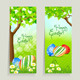 Set of Easter Cards with Grass and Tree