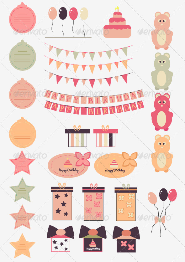Happy Birthday Vector Set Happy Birthday Vector Set