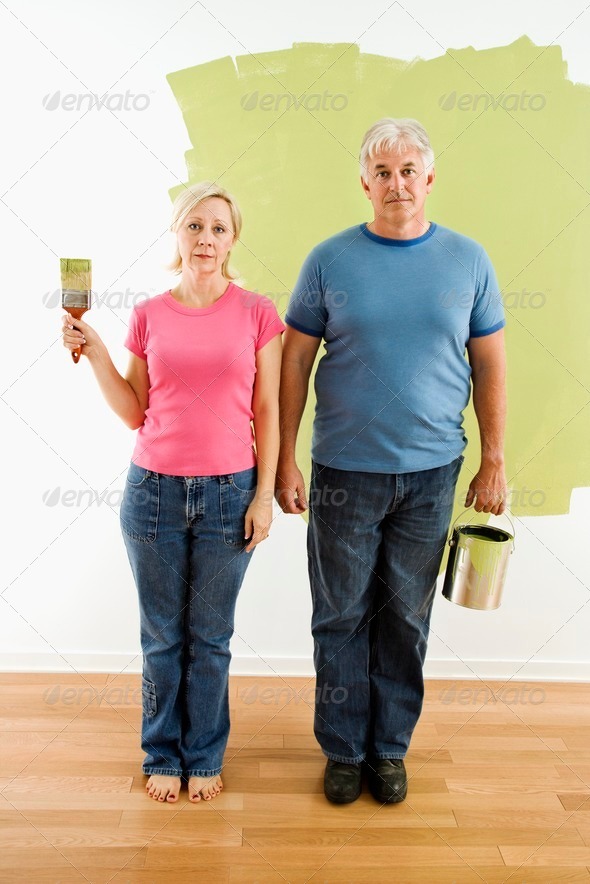 Couple with painting utensils