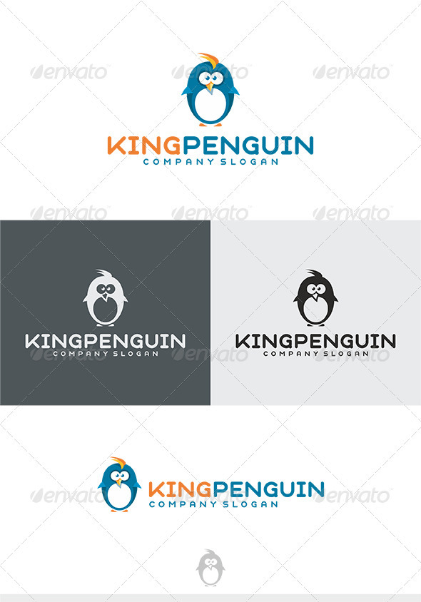 King Penguin Logo - Animals Logo Templates