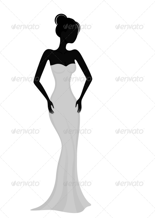 Silhouette of a Girl in White Evening Dress Silhouette of a Girl in White Evening Dress